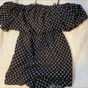 Off the shoulder patterned romper